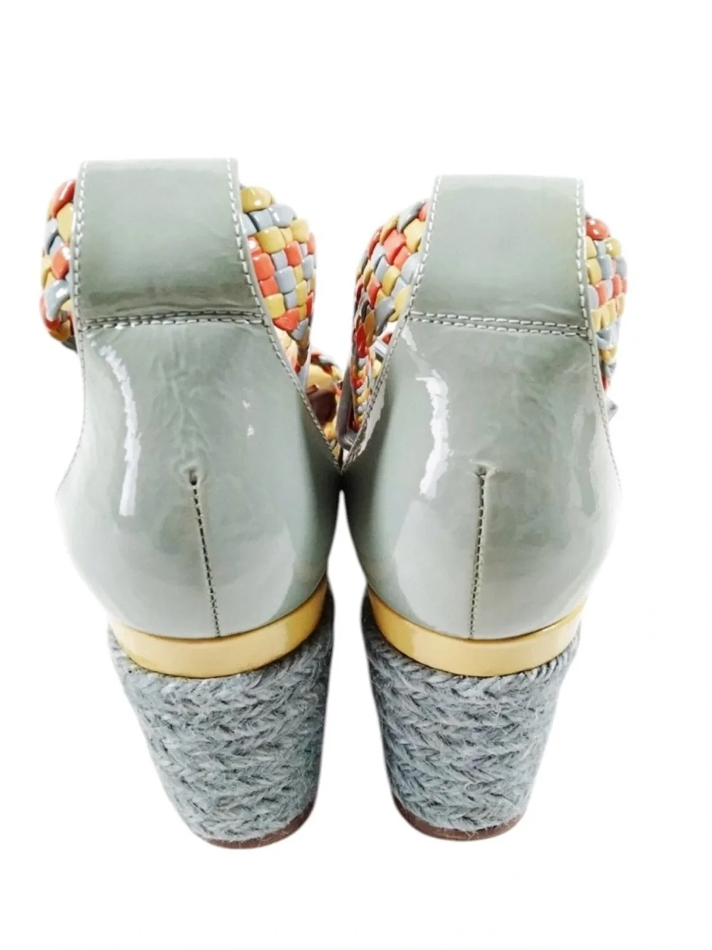 ✨🛍️ Hermes Ines Multicolor Braided Leather Espadrille Wedge Sandals - Size 37 - Picture 4 of 6